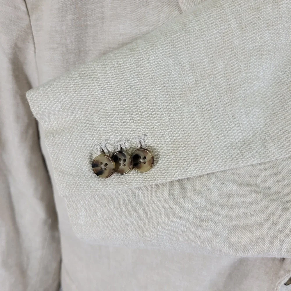 Old Navy Men's Sport Coat Blazer Two‎ Button Beige Linen Cotton Size XL NEW
